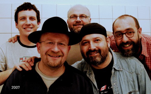 WC, Zámek Litomyšl, foto Luděk Dvořák, 2007. Zleva: Jakub Šlezar, Petr Kulvait, Jiří Haken, Michal Drlík, Jaroslav Vinický.